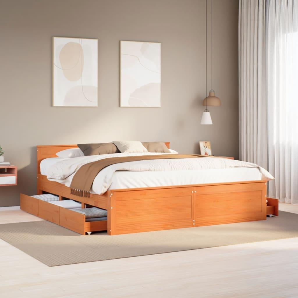 Sengeramme Sengegavl 200x200 Uden Madras Massivt Fyr Brun