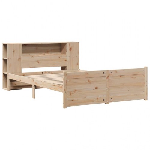 Seng med reol uden madras 150x200 cm massivt fyrretræ