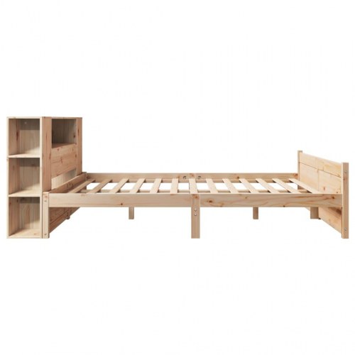 Seng med reol uden madras 150x200 cm massivt fyrretræ