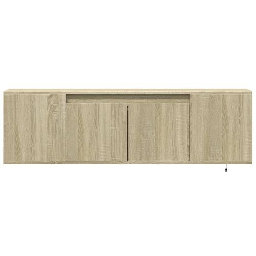 Væghængt tv-bord med LED-lys 135x31x39,5 cm sonoma-eg