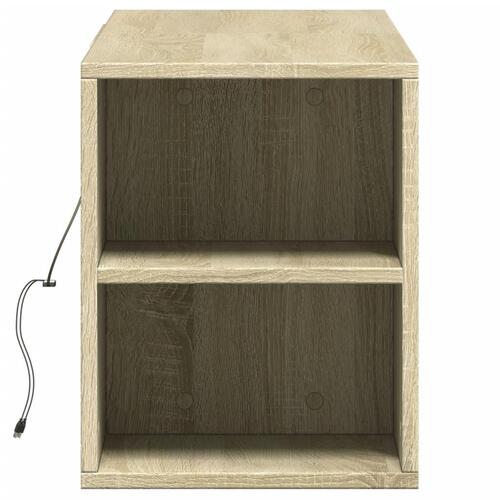Væghængt tv-bord med LED-lys 135x31x39,5 cm sonoma-eg