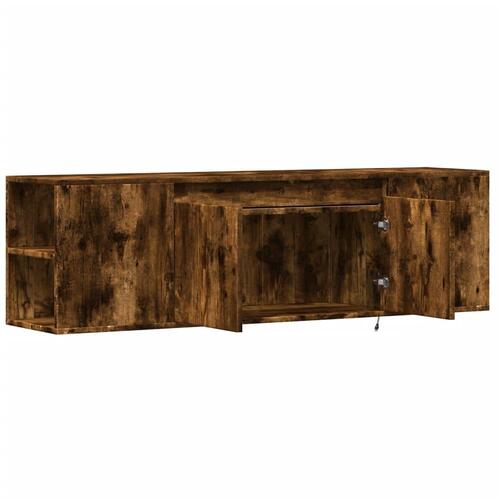 Væghængt tv-bord med LED-lys 135x31x39,5 cm røget egetræsfarve