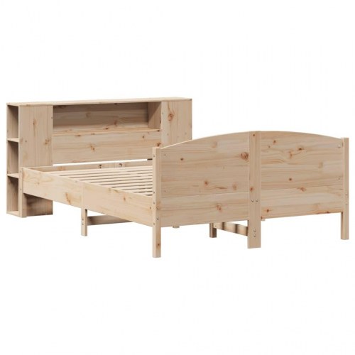 Seng med reol uden madras 150x200 cm massivt fyrretræ