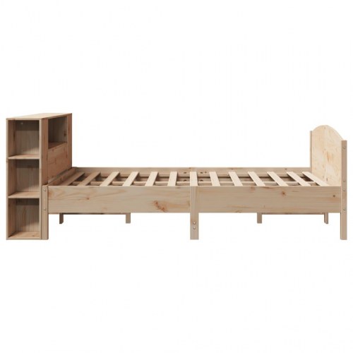 Seng med reol uden madras 150x200 cm massivt fyrretræ