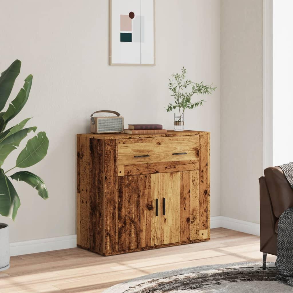 Skænk 80×33×70 cm i konstrueret træ - antikt træ-look