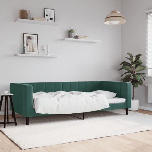 Daybed 90×200 cm i velour - mørkegrøn sovesofa