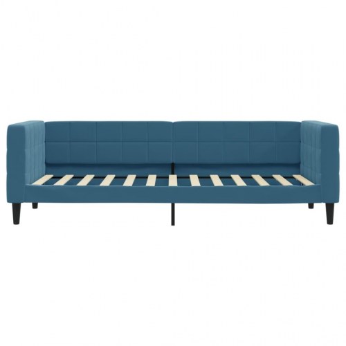 Daybed 80×200 cm i velour - blå sovesofa til stue og soveværelse