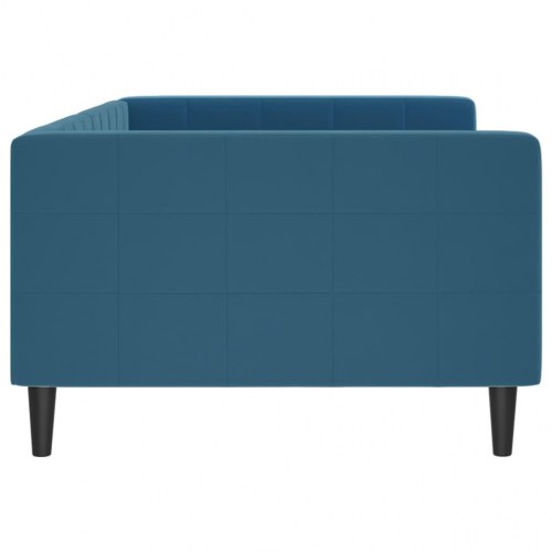 Daybed 100x200 cm i velour - blå sovesofa/sengeramme