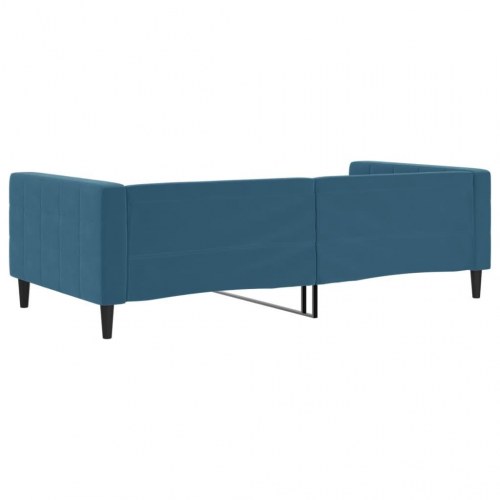 Daybed 100x200 cm i velour - blå sovesofa/sengeramme