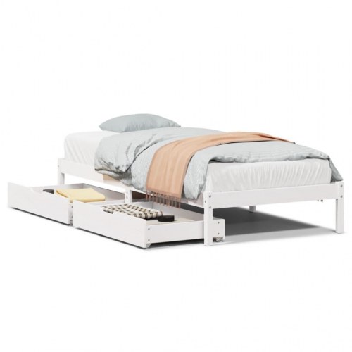 Sengeramme 90 x 190 cm med 2 skuffer - hvid