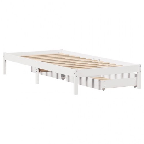Sengeramme 90 x 190 cm med 2 skuffer - hvid