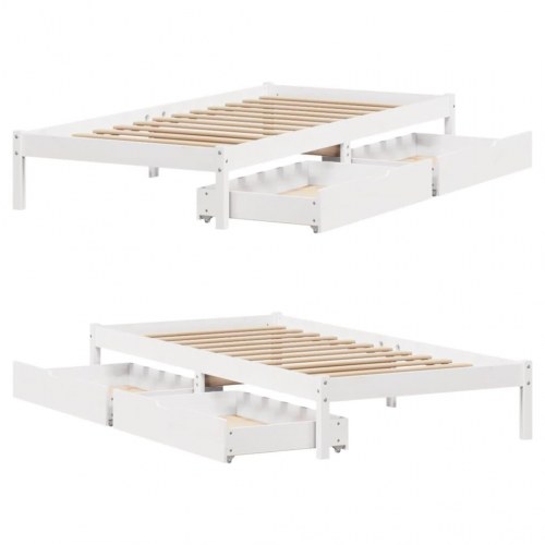 Sengeramme 90 x 190 cm med 2 skuffer - hvid