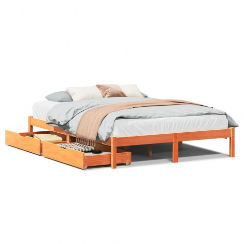 Sengeramme uden madras 160 x 200 cm med 2 skuffer - gyldenbrun