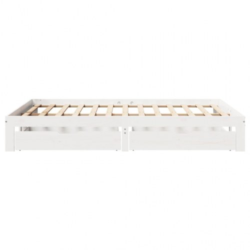 Sengeramme med 2 skuffer 120 x 200 cm i massivt fyrretræ - hvid