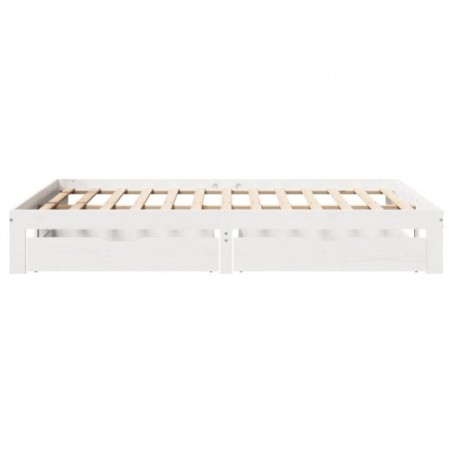 Sengeramme med skuffer 135x190 cm - massivt fyrretræ, hvid