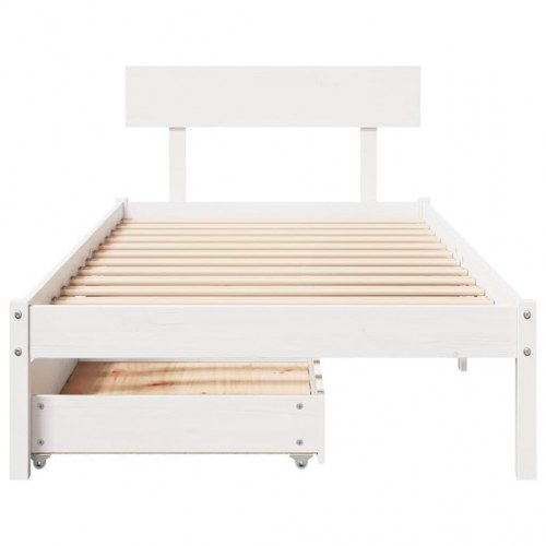 Sengeramme 100 x 200 cm med 2 skuffer - hvid