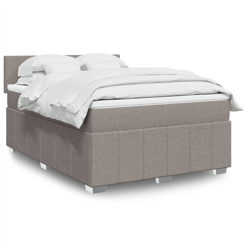 Kontinentalseng med madras og topmadras 140×190 cm - stof, gråbrun, LED