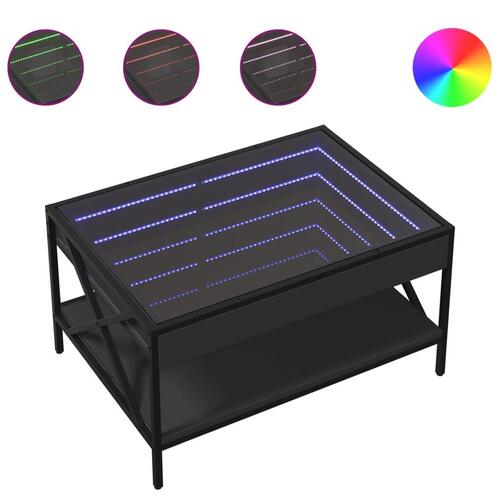 Sofabord med Infinity LED-lys 70x50x38 cm sort