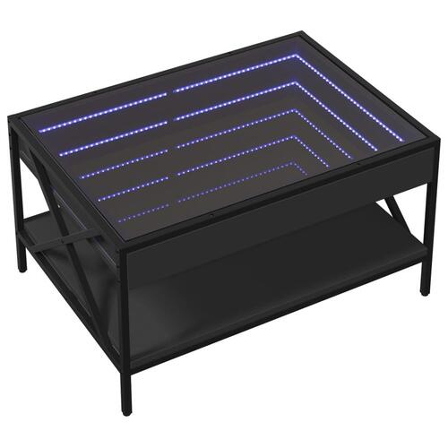 Sofabord med Infinity LED-lys 70x50x38 cm sort