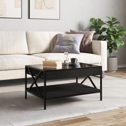 Sofabord med Infinity LED-lys 70x50x38 cm sort