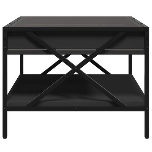 Sofabord med Infinity LED-lys 70x50x38 cm sort