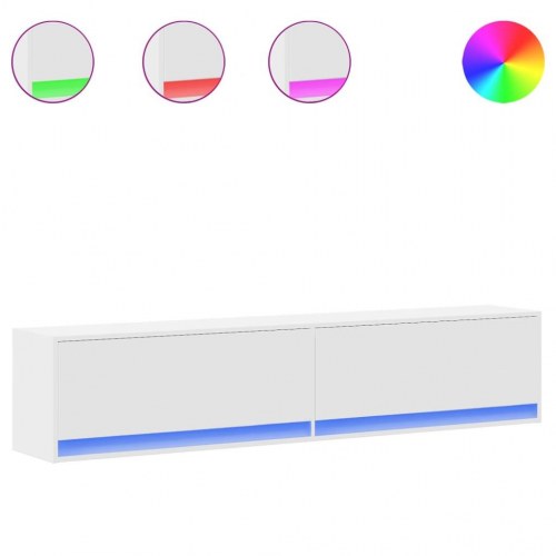 Væghængt tv-bord med LED 180x31x38 cm hvid