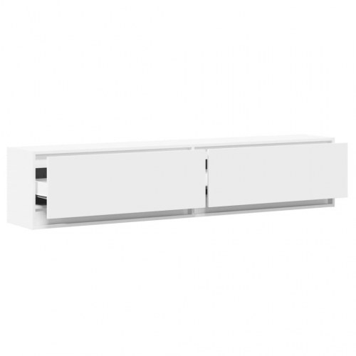 Væghængt tv-bord med LED 180x31x38 cm hvid