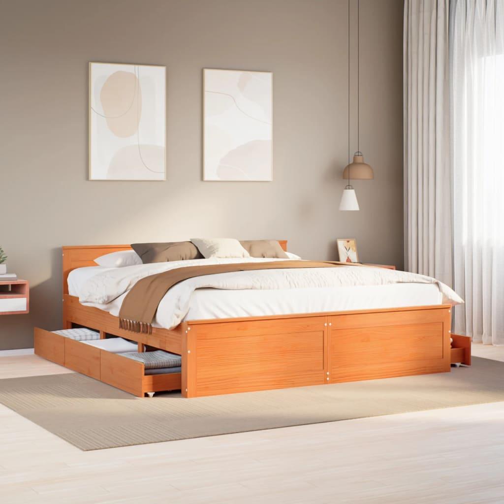 Sengeramme Sengegavl 180x200 Uden Madras Massivt Fyr Brun