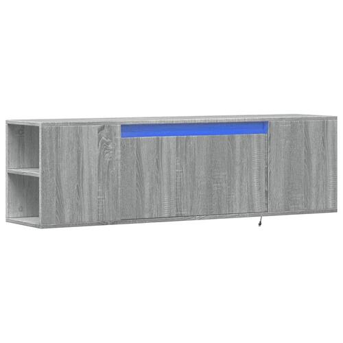 Væghængt tv-bord med LED-lys 135x31x39,5 cm grå sonoma-eg