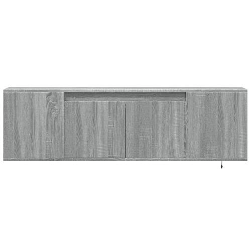 Væghængt tv-bord med LED-lys 135x31x39,5 cm grå sonoma-eg