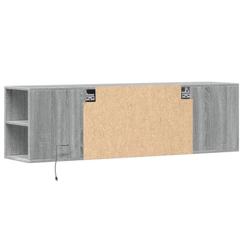 Væghængt tv-bord med LED-lys 135x31x39,5 cm grå sonoma-eg