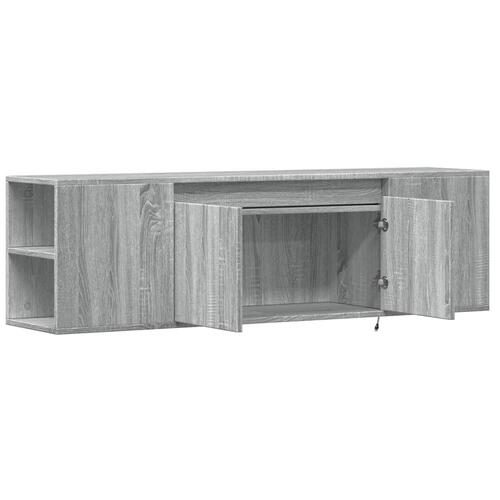 Væghængt tv-bord med LED-lys 135x31x39,5 cm grå sonoma-eg