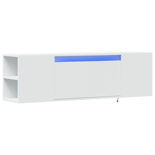 Væghængt tv-bord med LED-lys 135x31x39,5 cm hvid