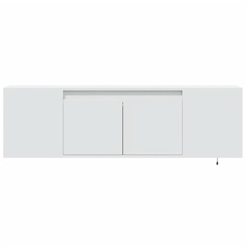 Væghængt tv-bord med LED-lys 135x31x39,5 cm hvid