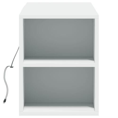 Væghængt tv-bord med LED-lys 135x31x39,5 cm hvid