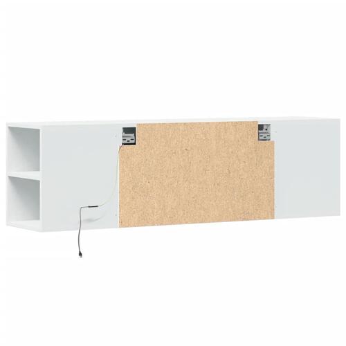 Væghængt tv-bord med LED-lys 135x31x39,5 cm hvid