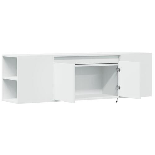 Væghængt tv-bord med LED-lys 135x31x39,5 cm hvid