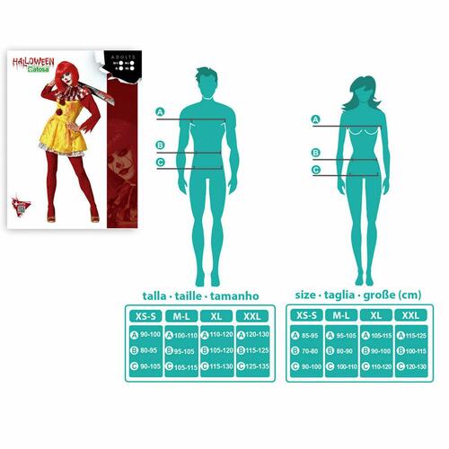 Kostume til voksne Blodig klovn Dame XL