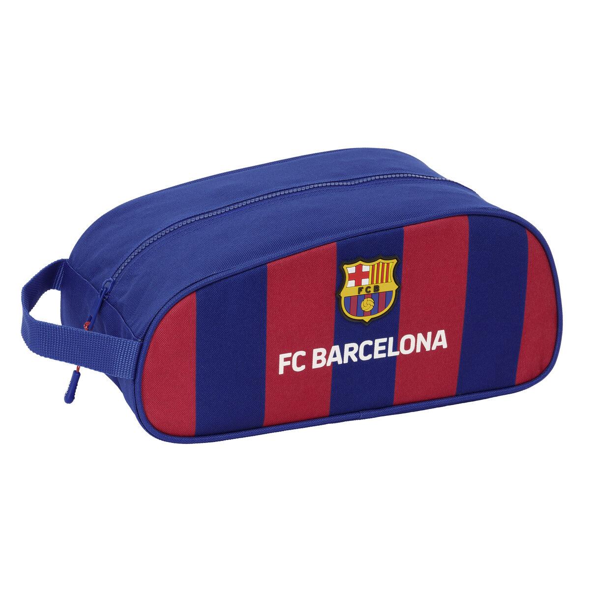 F.C. Barcelona rejseskotaske - rødbrun/marineblå, 34 × 15 × 18 cm
