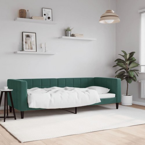 Daybed 80x200 cm i velour - mørkegrøn sovesofa