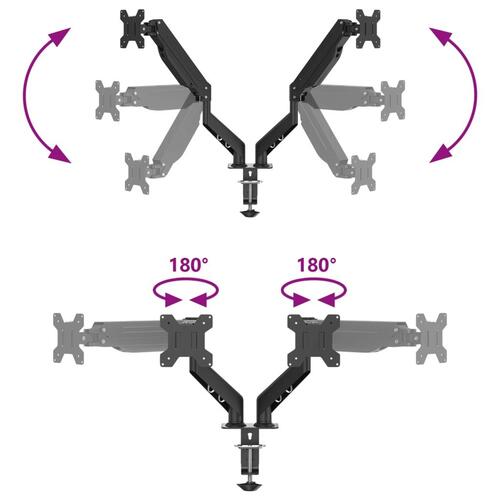 Dobbelt skærmholder maks. 27" skærm gasfjeder 20 kg