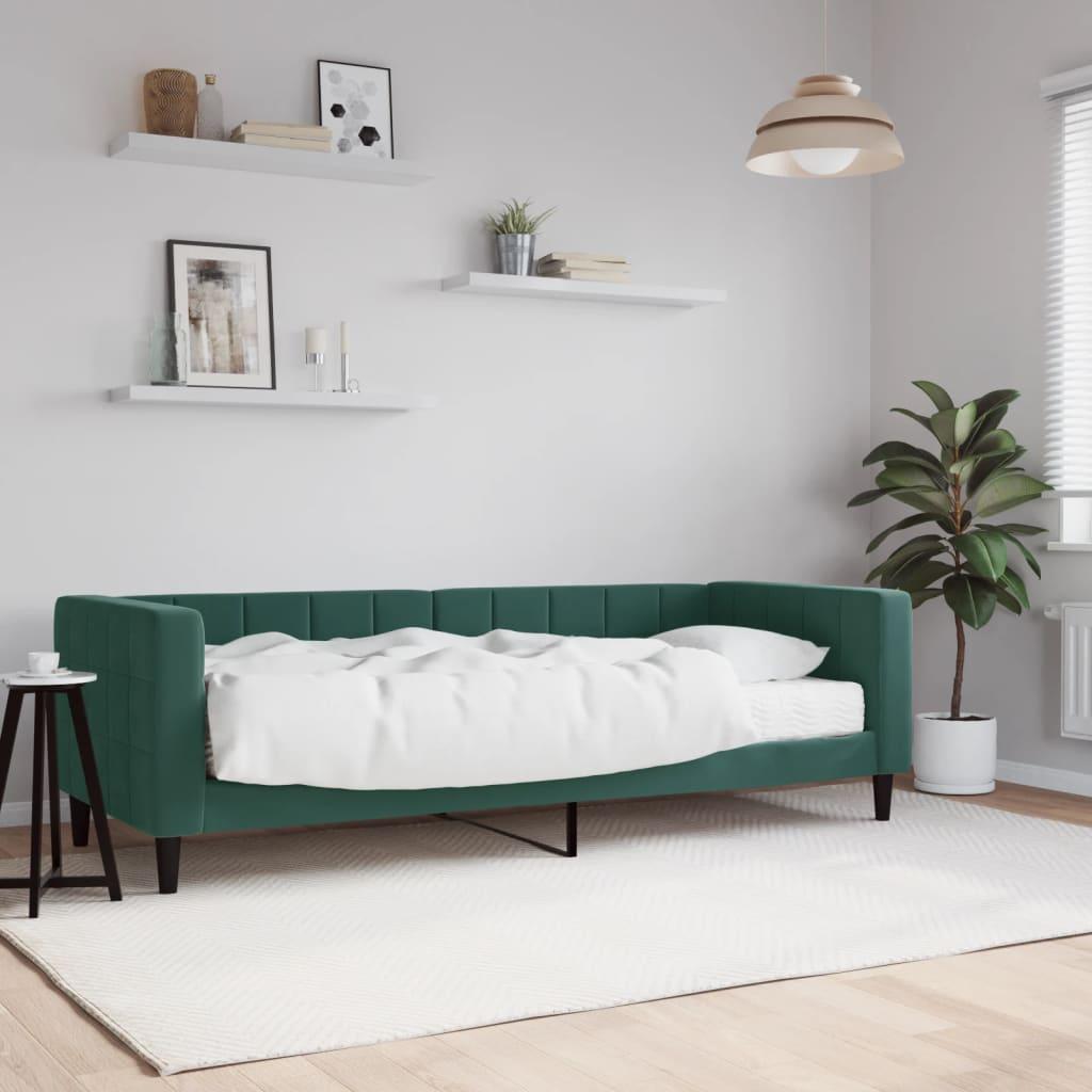 Daybed Velour Mørkegrøn - med madras / 80 x 200 cm