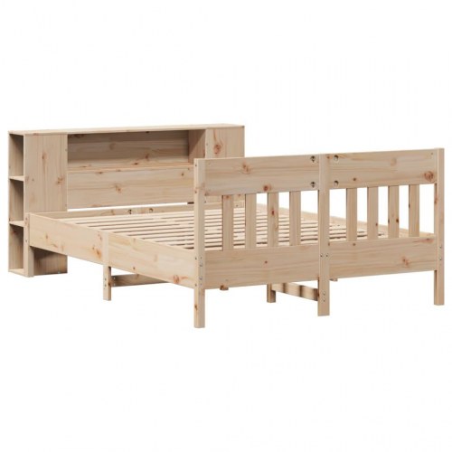 Seng med reol uden madras 150x200 cm massivt fyrretræ
