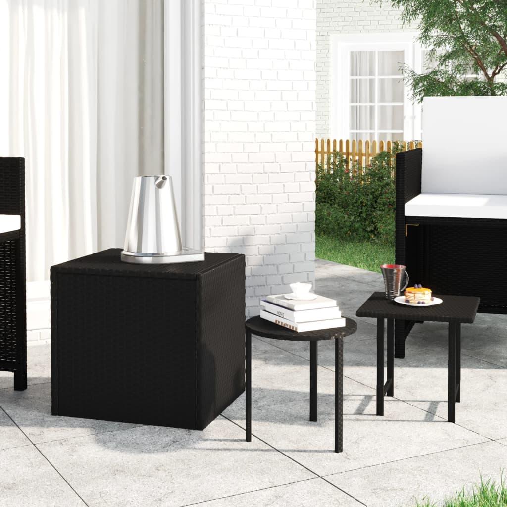 Sideborde 3 stk. til haven polyrattan sort