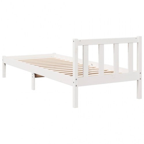 Ekstra lang sengeramme 100x220 cm - massivt fyrretræ, hvid