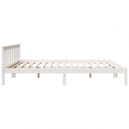 Ekstra lang sengeramme 180x220 cm - massivt fyrretræ, hvid