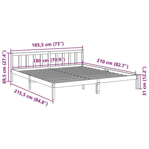 Ekstra lang sengeramme uden madras 180x210 cm massivt fyrretræ
