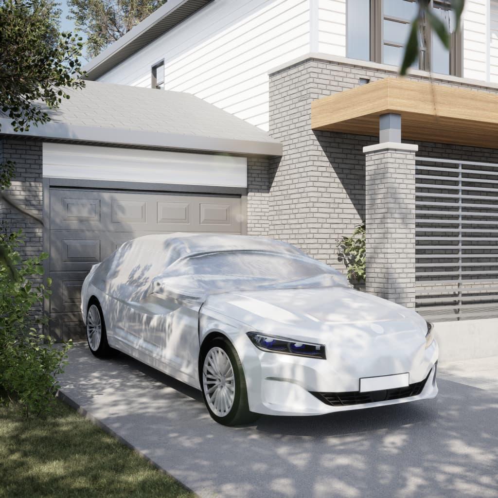 Halvt bilovertræk med kroge str. L sølv