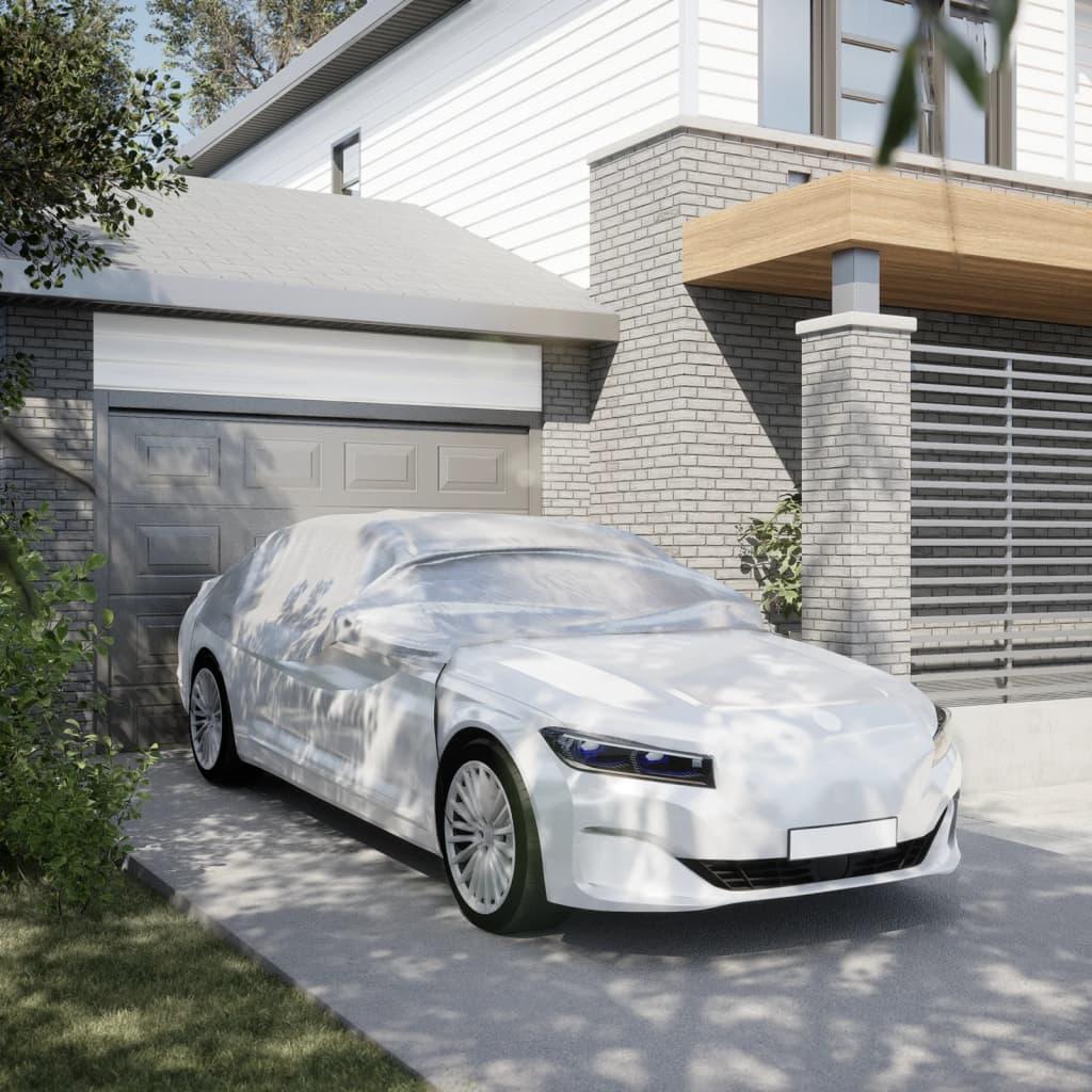 Halvt bilovertræk med kroge str. XL PEVA sølv