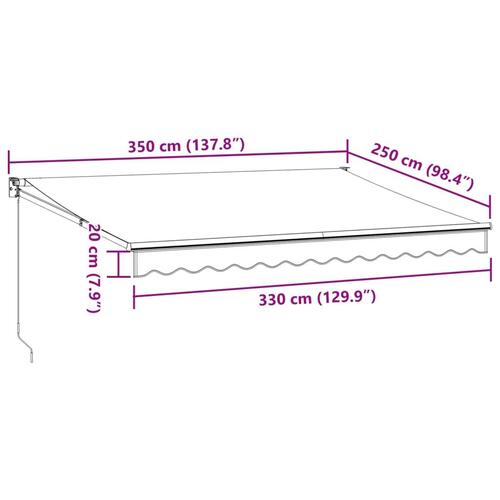 Foldemarkise 3,5x2,5 m stof og aluminium antracitgrå og hvid